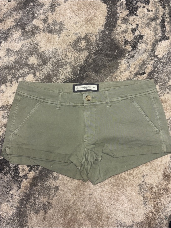 Abercrombie & Fitch Pants - Abercrombie & Fitch Olive Short Cuffed Denim-Style Women's Shorts